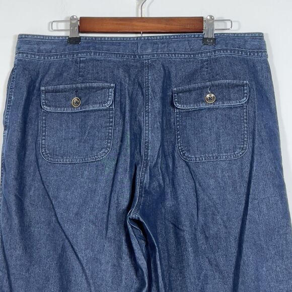 Talbots Denim Capris Jeans Women's Size 14 Blue Stretch Drawcord Waist - Picture 4 of 13